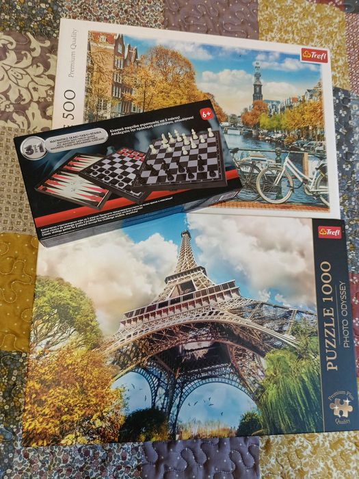 Комплект два пъзела и шах,дама и табла