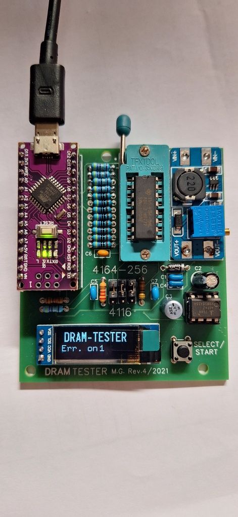 DRAM tester RAM Spectrum 4116 4164-41256 Arduino nano