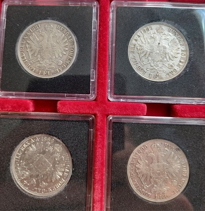 Colectie 8 monede argint Austria 1 Fl. 1881 - 1892 stare f buna