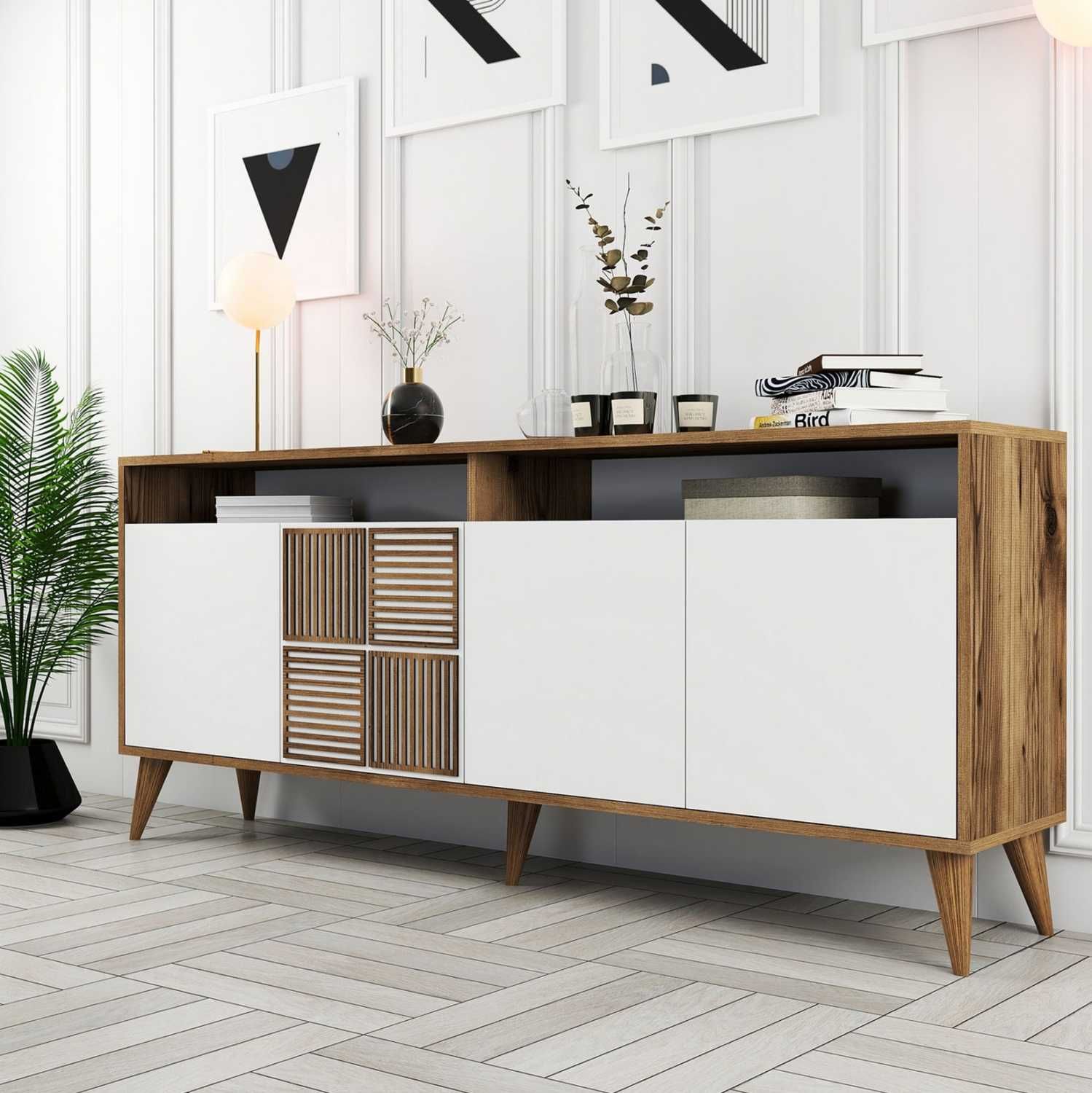 Голям модерен бюфет HM9431 в 3 цвята 180x35x78,6, ПРОМО!