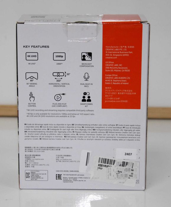 Web camera CREATIVE LIVE! CAM sync 4K