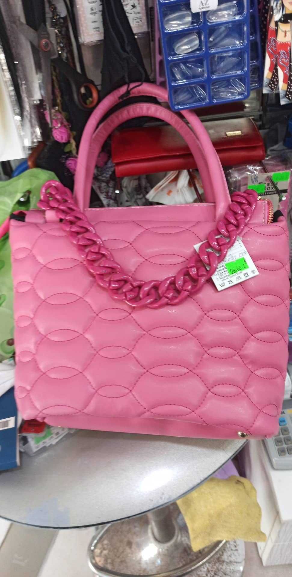 Розова чанта с верижка