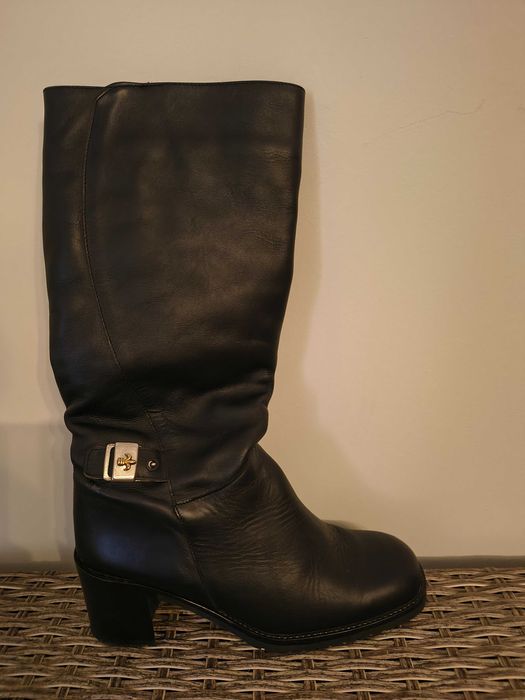Cizme de piele negre inalte