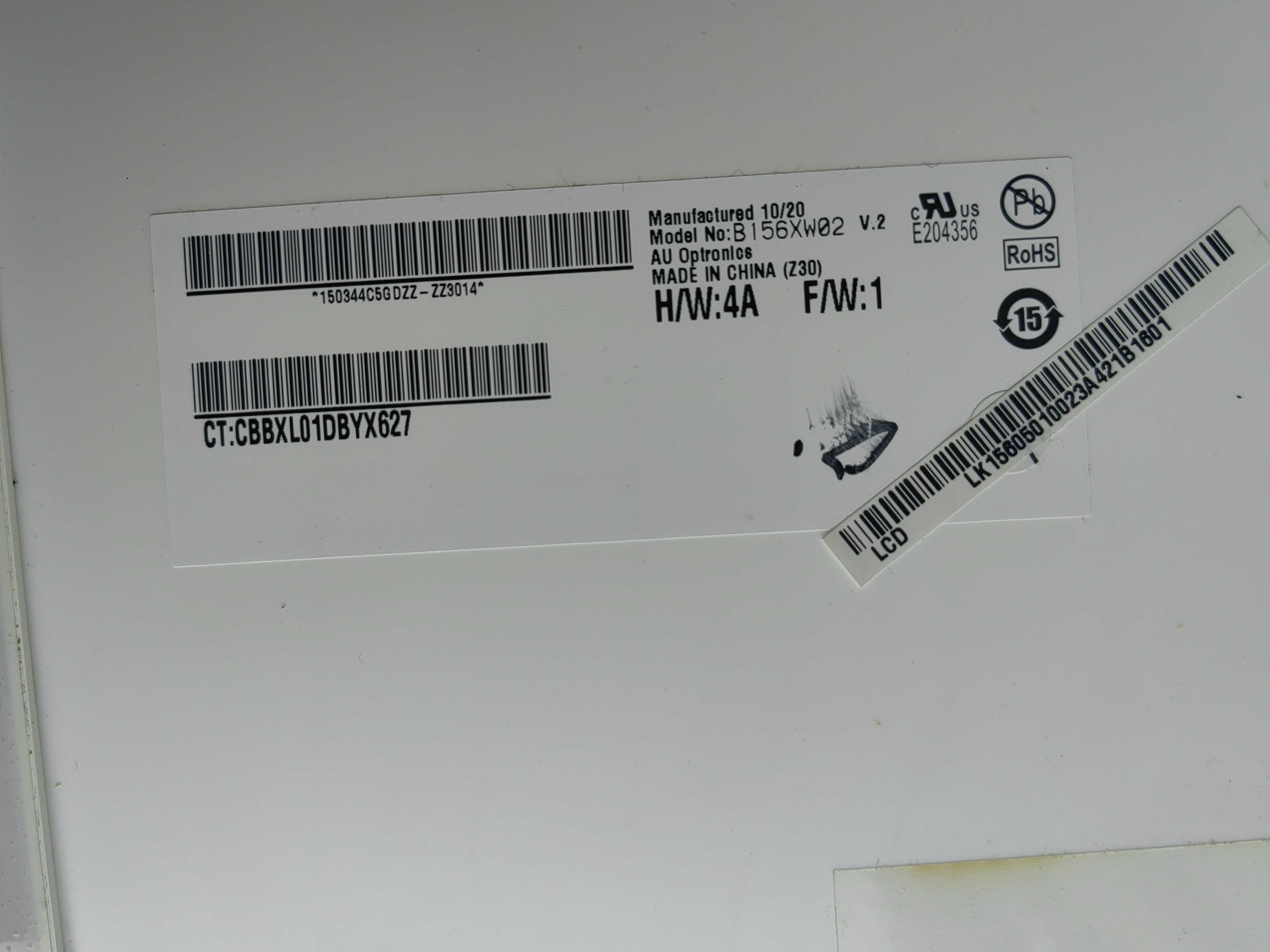 Display laptop model  B156XW02 lucios