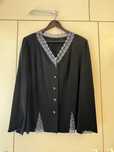 Costum dama negru elegant, office, dantela, marime 46-48