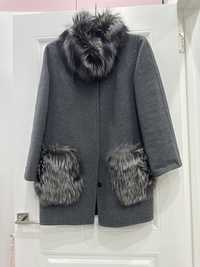 Пальто с натуральным мехом из шерсти Альпака