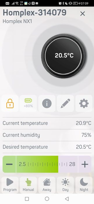 Termostat Smart-WiFi-Homplex NX1-Histereza 0.1