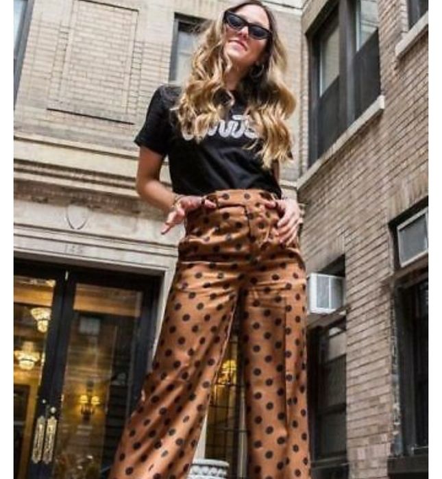 Pantaloni zara noi cu eticheta satin buline xs