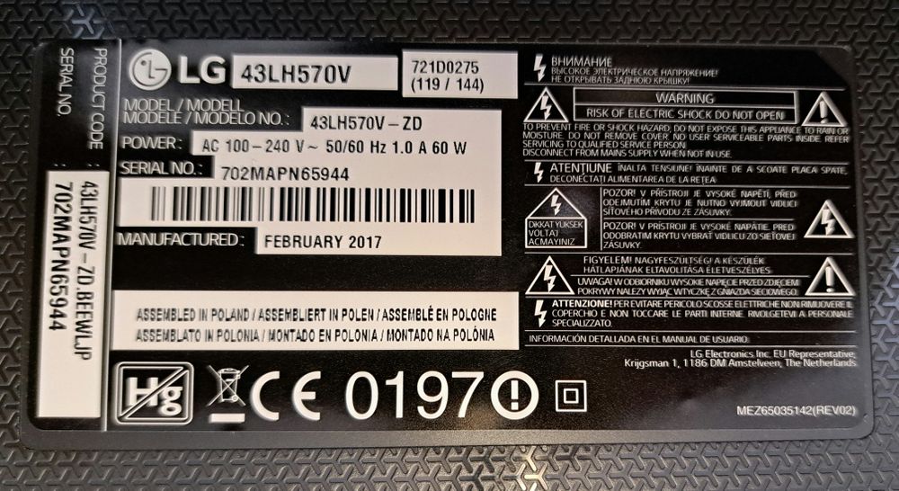Placa televizor LG 43LH570V