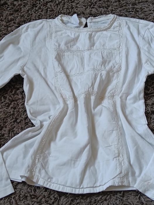 Bluză albă cu dantelă Zara 152 cm