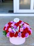 Ornament cutie cos cu flori de sapun trandafiri