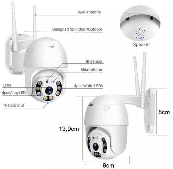iCSee Външна Въртяща PTZ CAMERA WiFi. Водоустойчива IP камера Wi-Fi