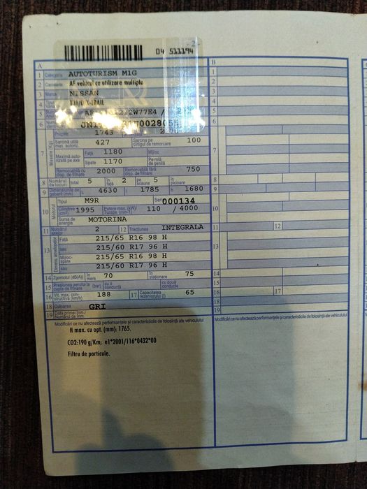 Vind.Nissan X Trailer T31 (2.o/D)