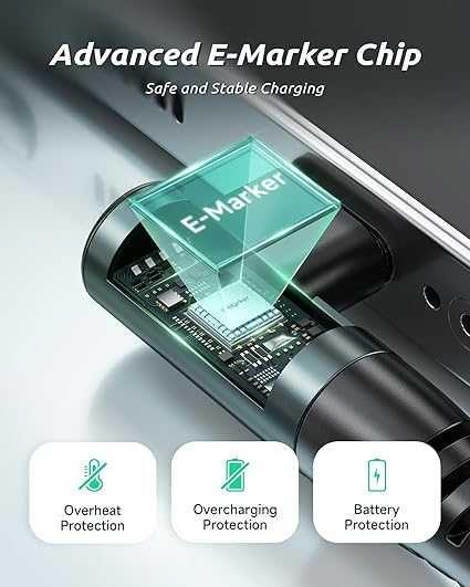 ZKAPOR USB-C Cable 1m, 100W PD 90 Degree Fast Charging