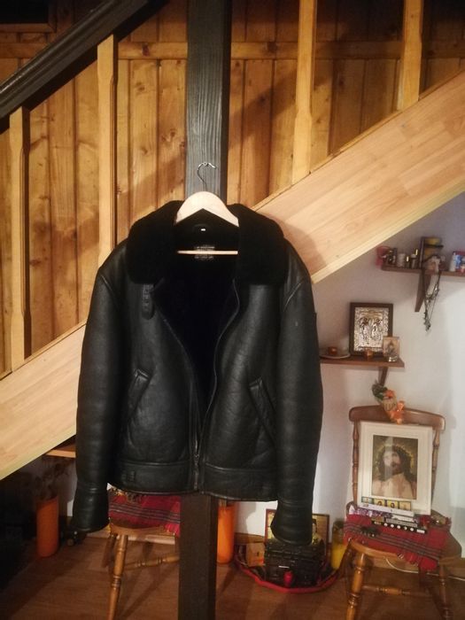 Cojoc/Piele/Blană/U.S ARMY/Air Force/Aviator/Pilot Bomber B-3 BLACK