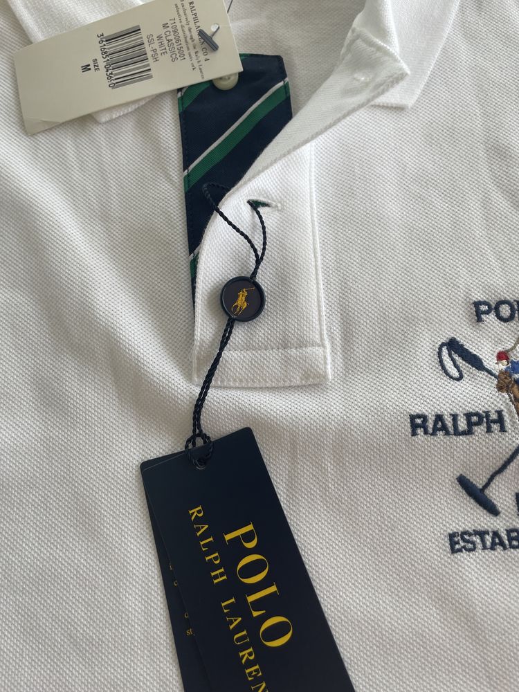 Polo Ralph Lauren тениска с яка S/M бяла