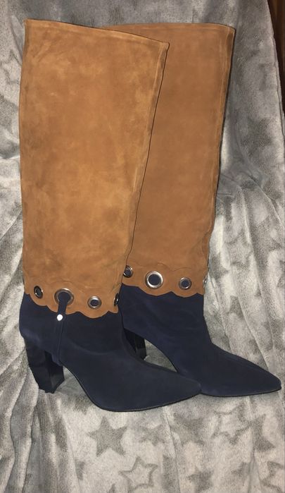 Cizme inalte din piele intoarsa