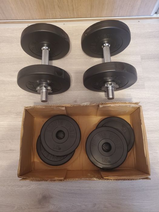 Set gantere reglabile 20 kg cu discuri din ciment Gorilla Sports