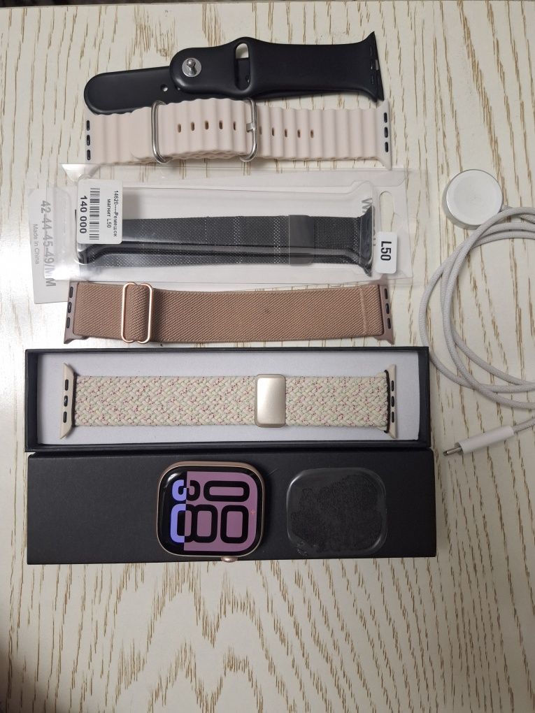Apple watch 10 gold 46 mm pashti yangi +bonus original chixol
