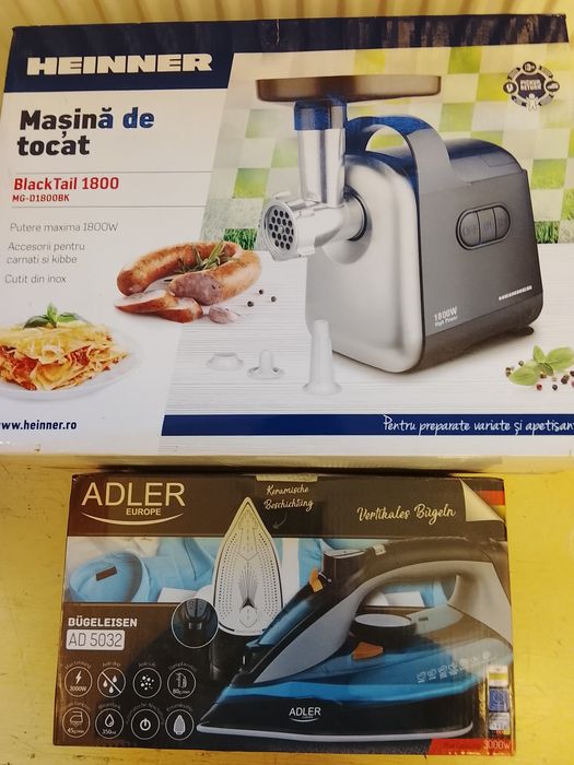 Vind urgent fier de calcat ADLER 3000w și mașina de tocat HEINNER