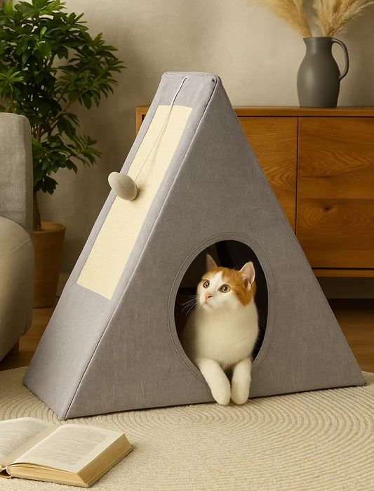 Къщичка с драскало за котка