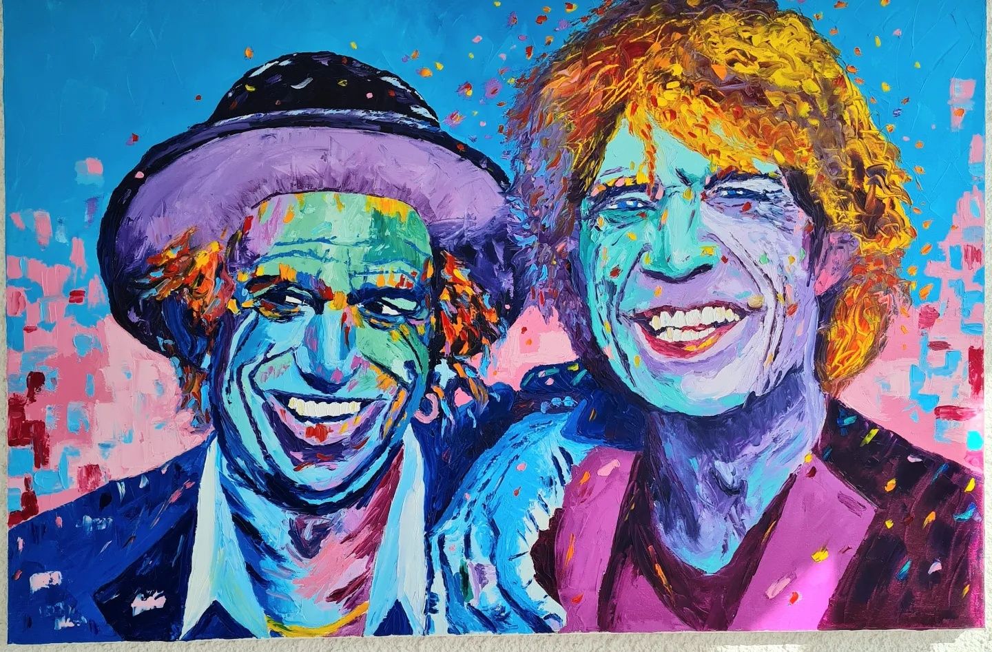 Маслена картина - Мик Джагър, Кийт Ричардс The Rolling Stones. 81x54cm