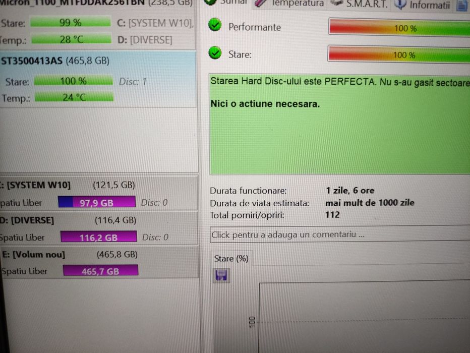 Hard Disk Extern 3.5, 500 Gb Sata 3, 100% Health