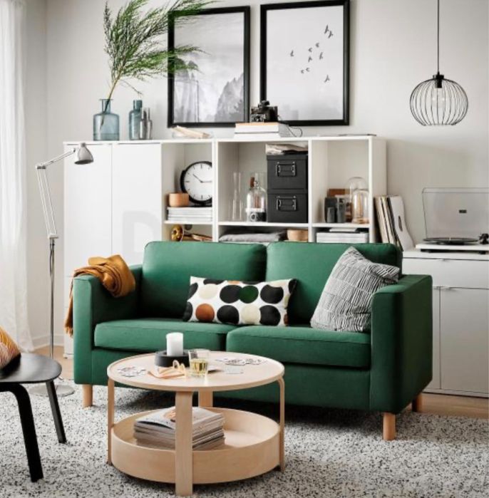 Canapea 2 locuri, Ikea Pärup, verde smarald, huse detasabile