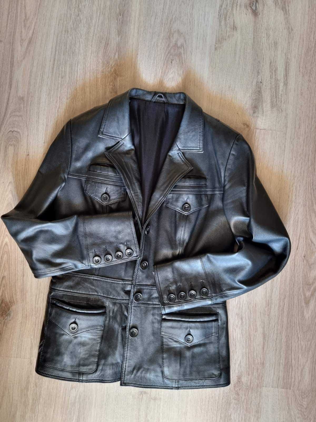 Дамско сако от естествена кожа - черно