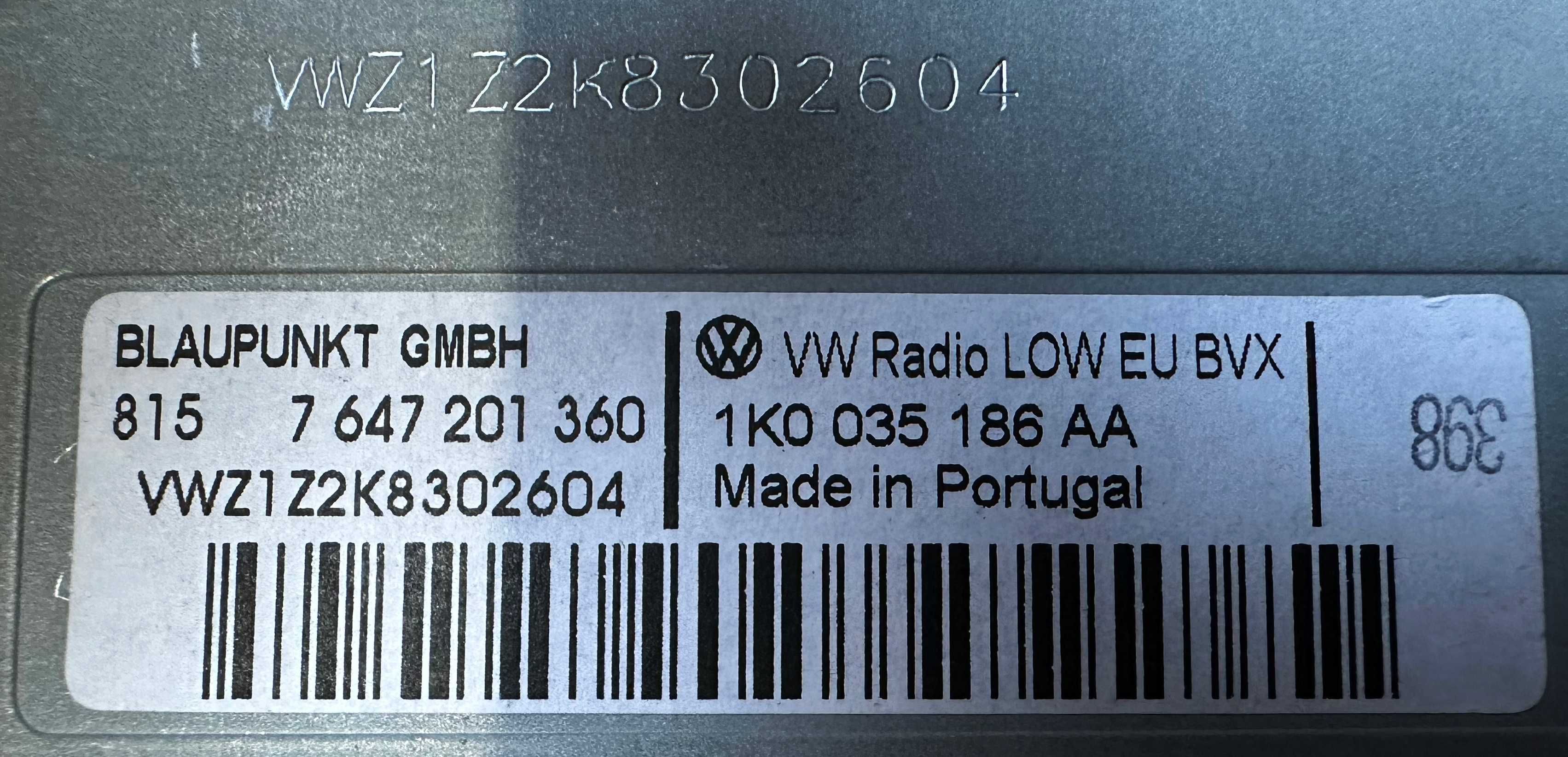 CD радио BLAUPUNKT от VW GOLF 6 - VW 1K0 035 186 AA