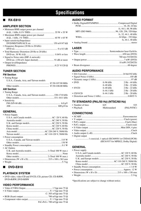 Vand Player Yamaha DVD-E810