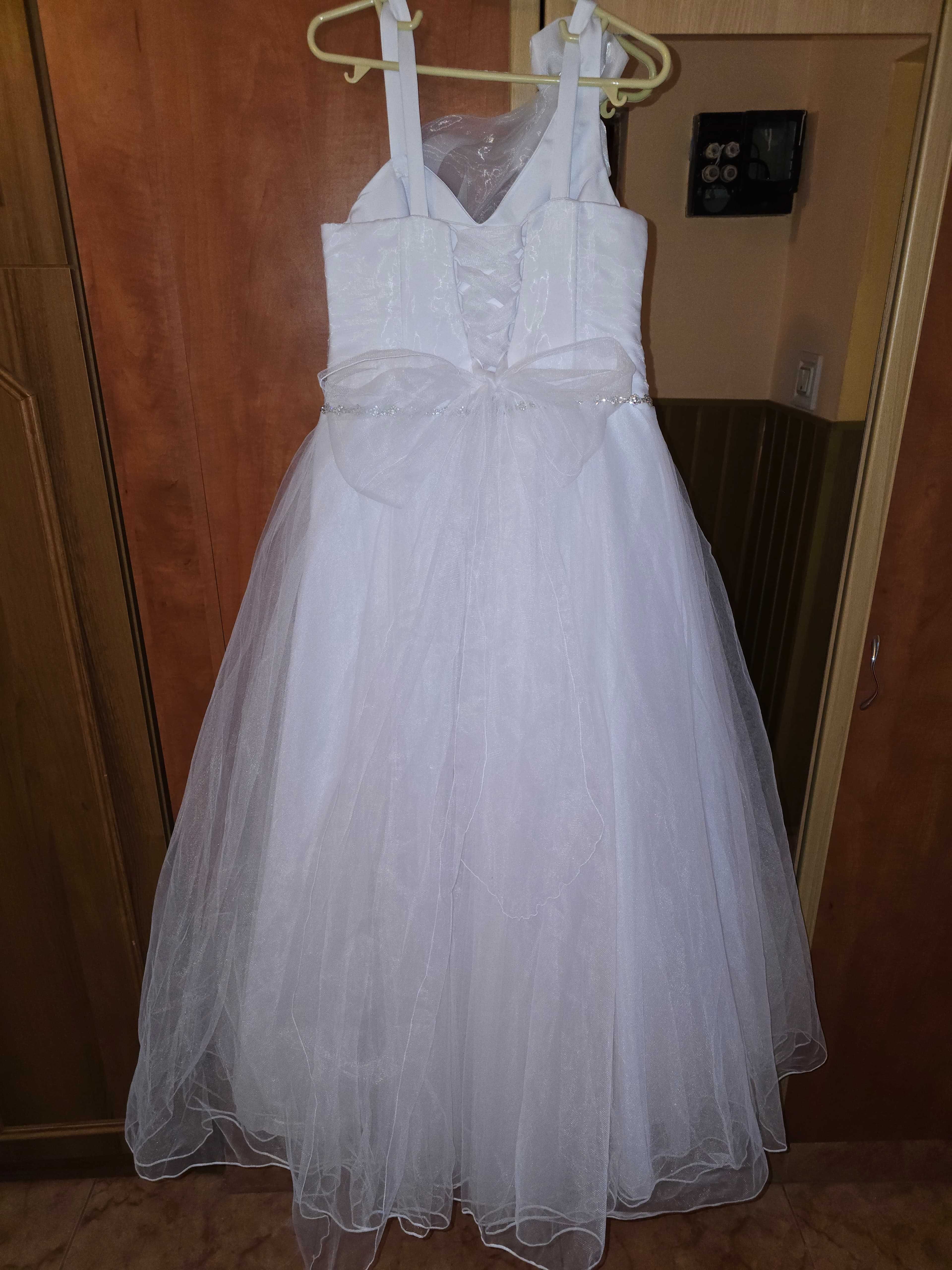 Rochie albă de mireasă Gabriela de Luca + Colier + Cercei, 38M.