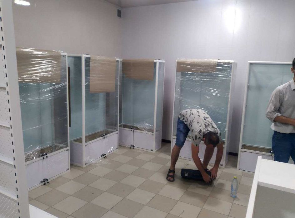 Стеклянные торговые витрины, стеллаж для товаров
