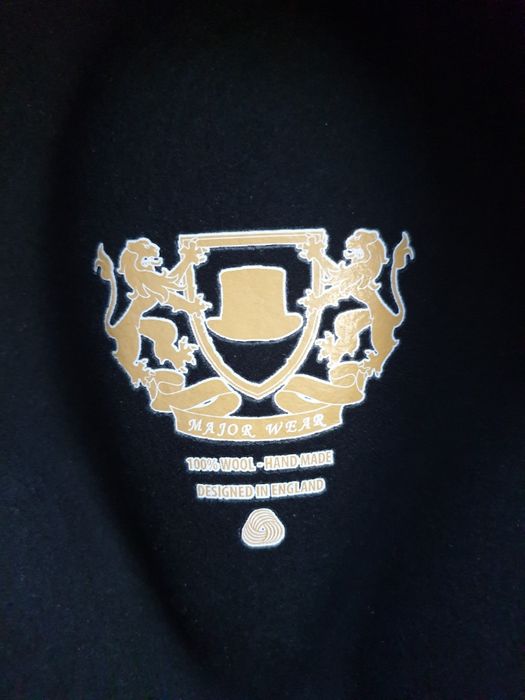 Pălărie fedora neagră din lână cu pană, din Anglia