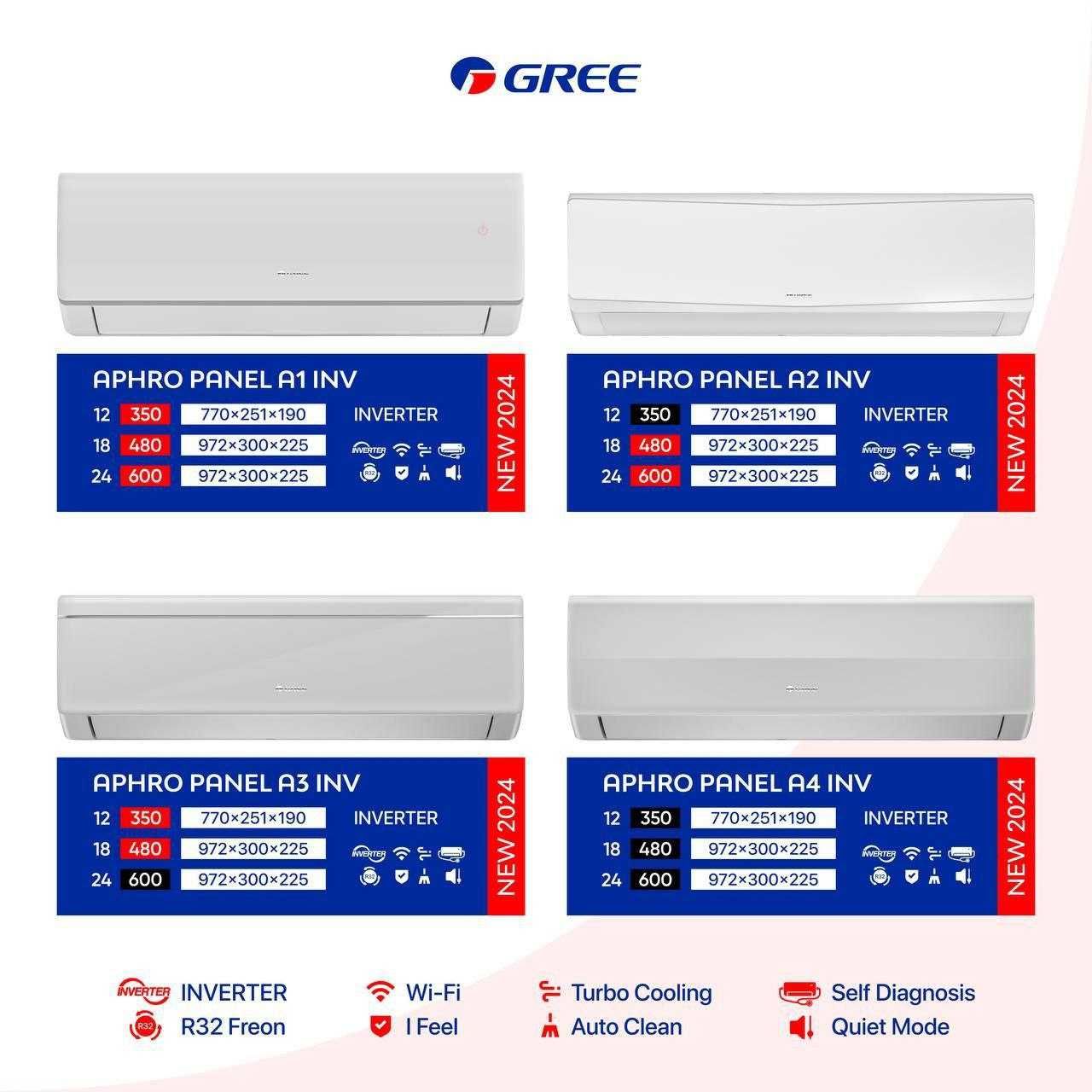 Кондиционер GREE INVERTER WiFi новый 2024, ДОСТАВКА