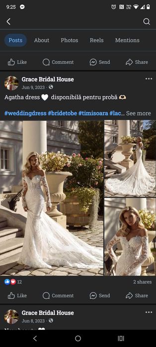 Rochie Mireasă Grace Bridal cu Dantelă, Aplicații, Trenă și Spate Gol