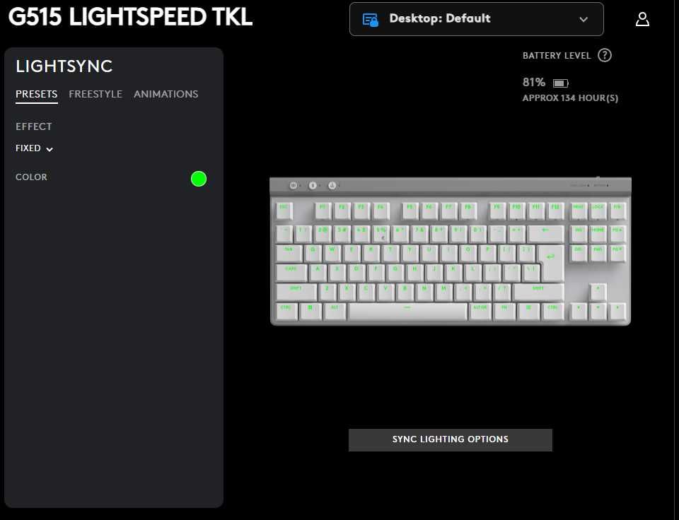 Клавиатура: Logitech G515 Lightspeed TKL, Wireless Tactile - Бяла
