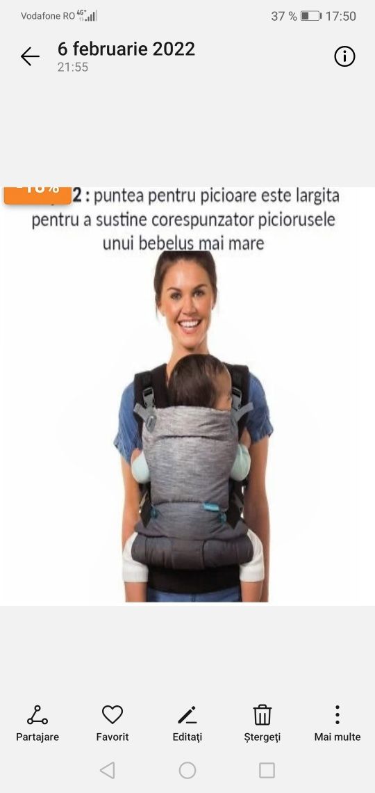 Marsupiu ergonomic 4 poziții