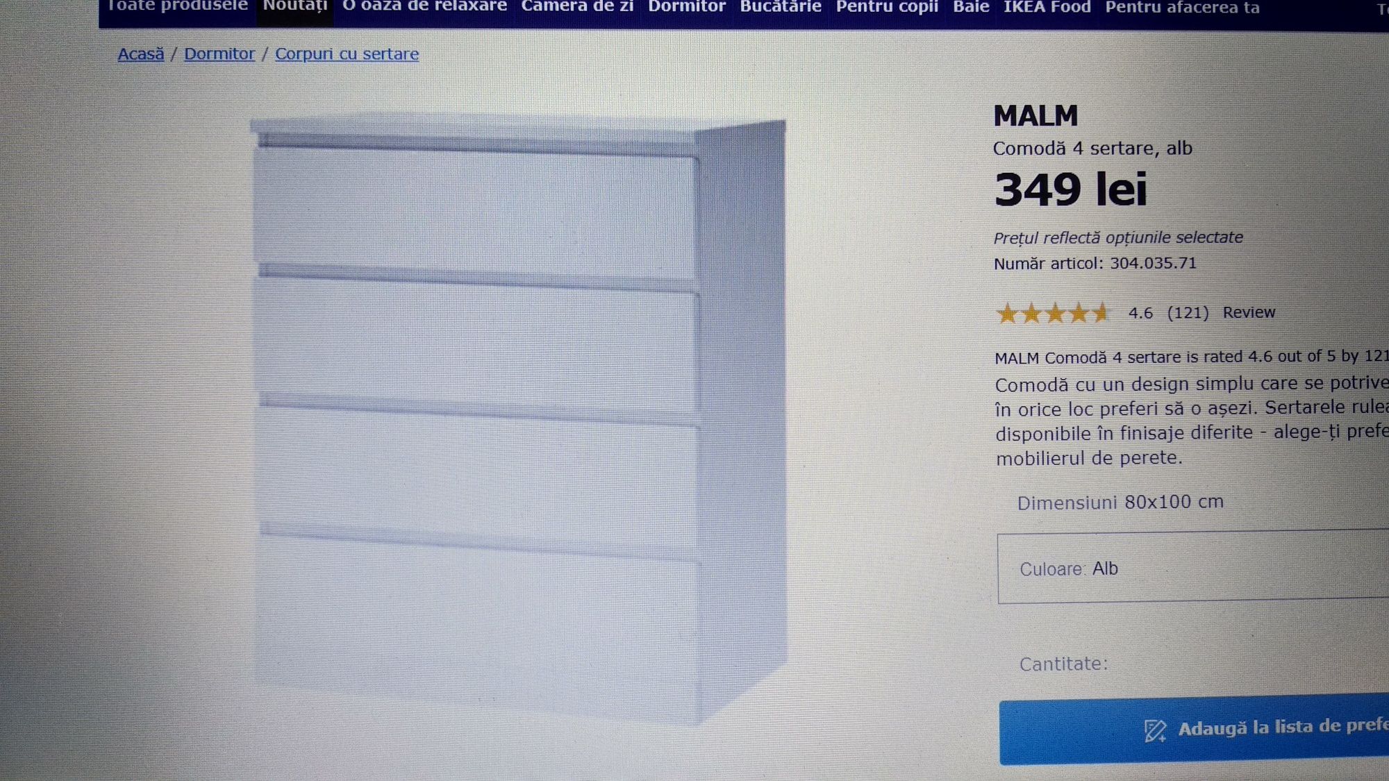 Set accesorii comoda 4 sertare model Malm de la IKEA