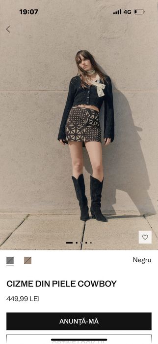 Cizme / Ciocate negre piele intoartsa naturală Mango