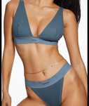 Set SKIMS Pacific Cotton Rib Plunge Bralette si Thong Set size XXS