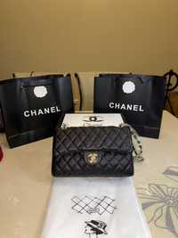 Geanta Chanel 26cm Piele Caviar Black Full Box/Punga Chanel