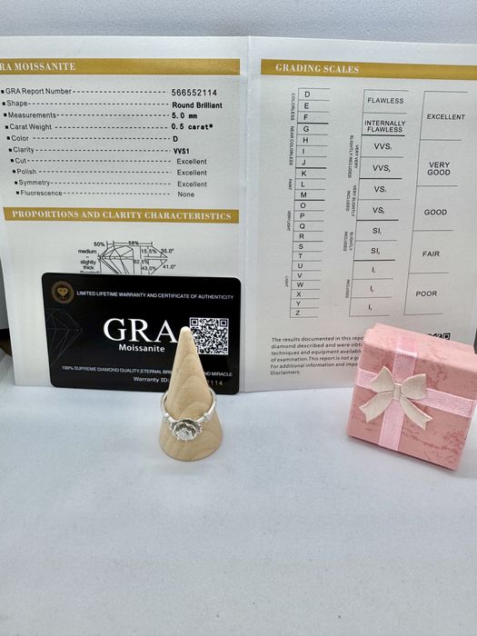 Сребърен пръстен с мойсанит (Диамант) 0.5 карата