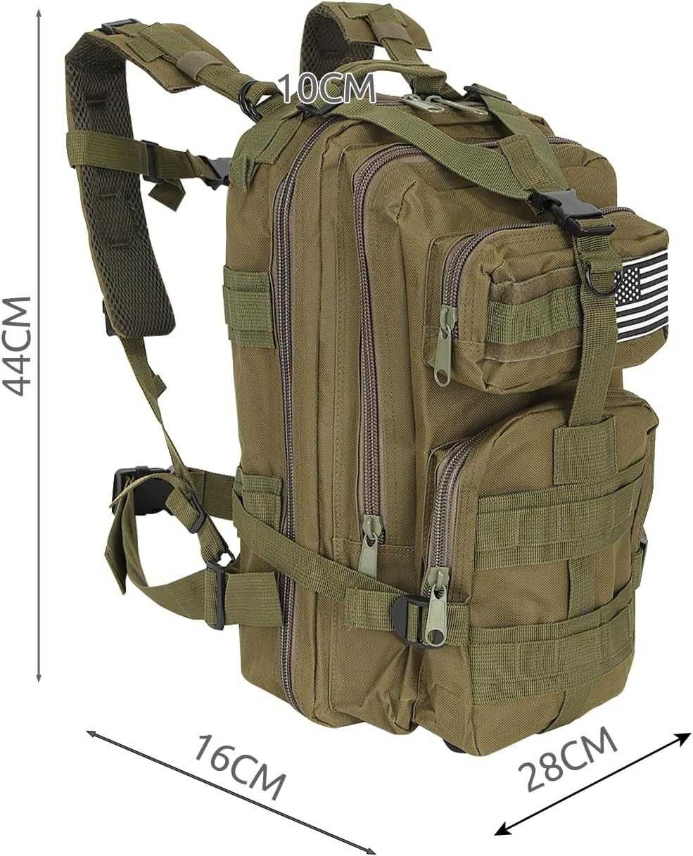 Rucsac militar verde impermeabil 26L cu sistem MOLLE curea lombara