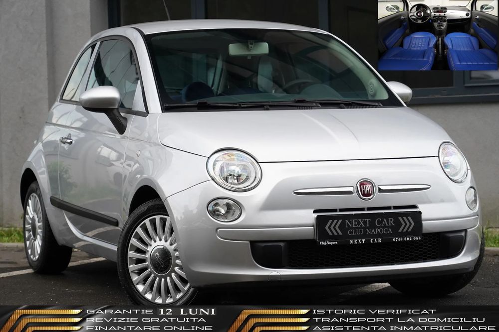 Fiat 500 GARANTIE 12 LUNI*RATE*REVIZIE*Automata*Piele albastra*AC*Jante Aliaj*