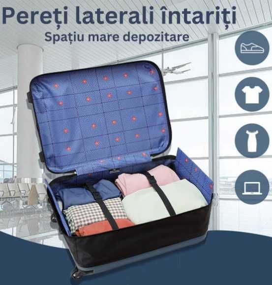 Troler pliabil mare carcasa dura 2 roti 1 lacat maner telescopic BLUE