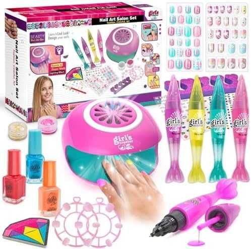 Нов Детски комплект за маникюр с сушилня, фалшиви нокти и писалки