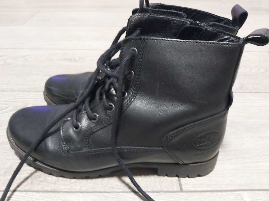 дамски черни кубинки от естествена кожа