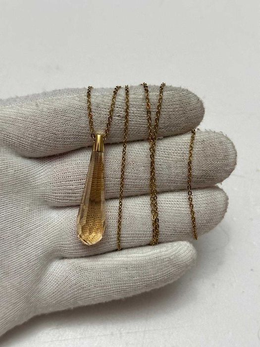 LANT + PANDANTIV CRISTAL SWAROVSKI - Galben - Placat aur - Original !