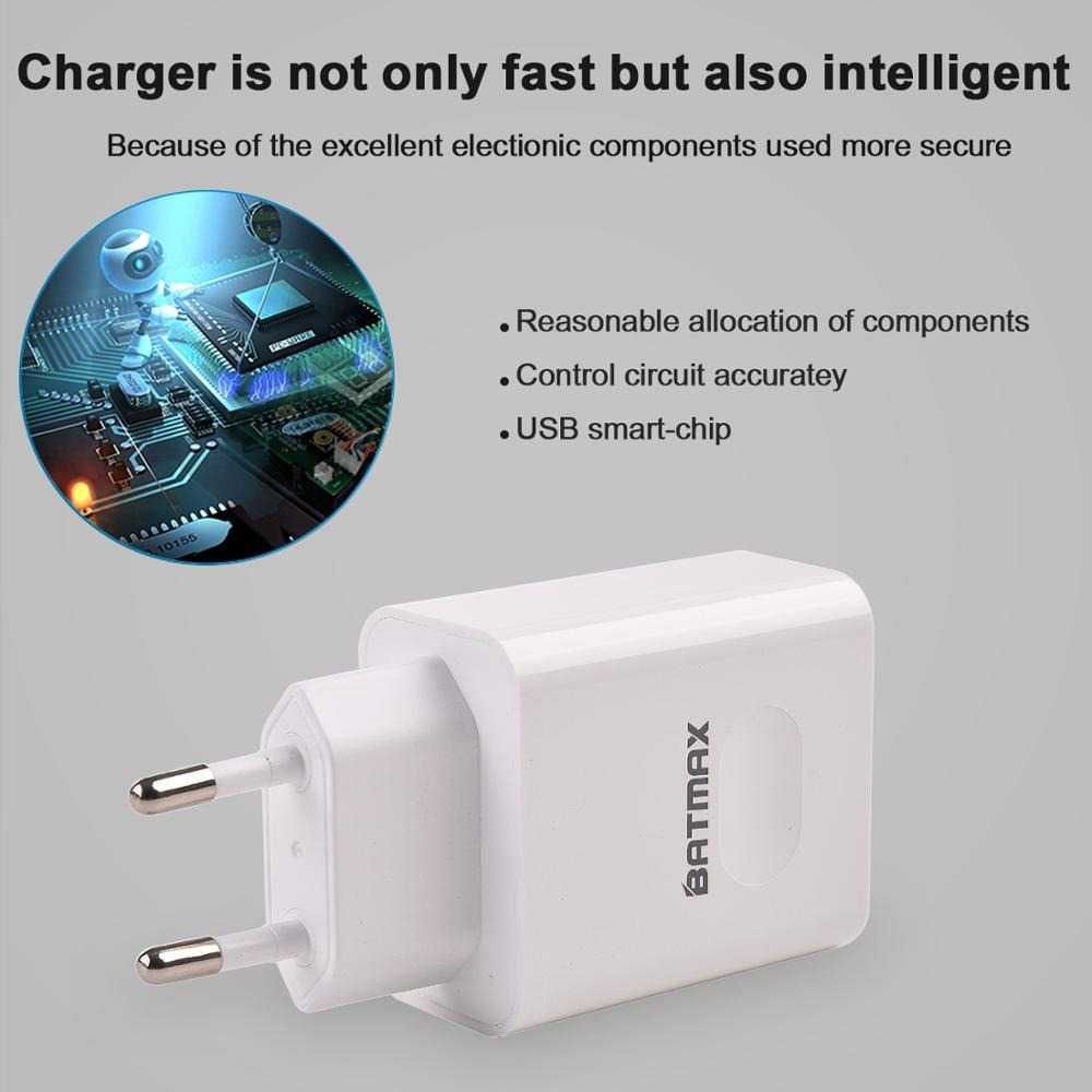 Incarcator priza Fast Charge Batmax 18W USB + USB-C Quick Charge 3.0